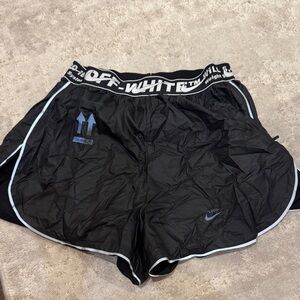 Off-White Black Athletic Shorts with Blue Accents